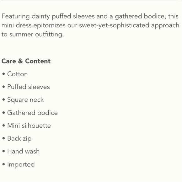 🌿|NWT| Anthropologie Gathered Puff-Sleeve Mini Dress - Picture 11 of 12